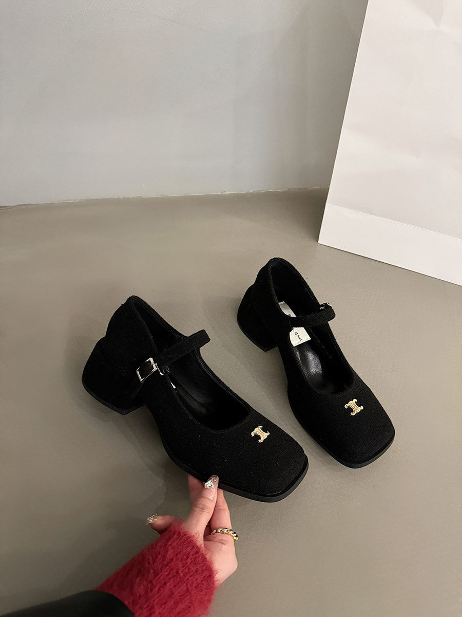 2025 High heels evening shoes children popular new popular wedding shoes high sense thick heel Internet celebrity Mary Jane shoes