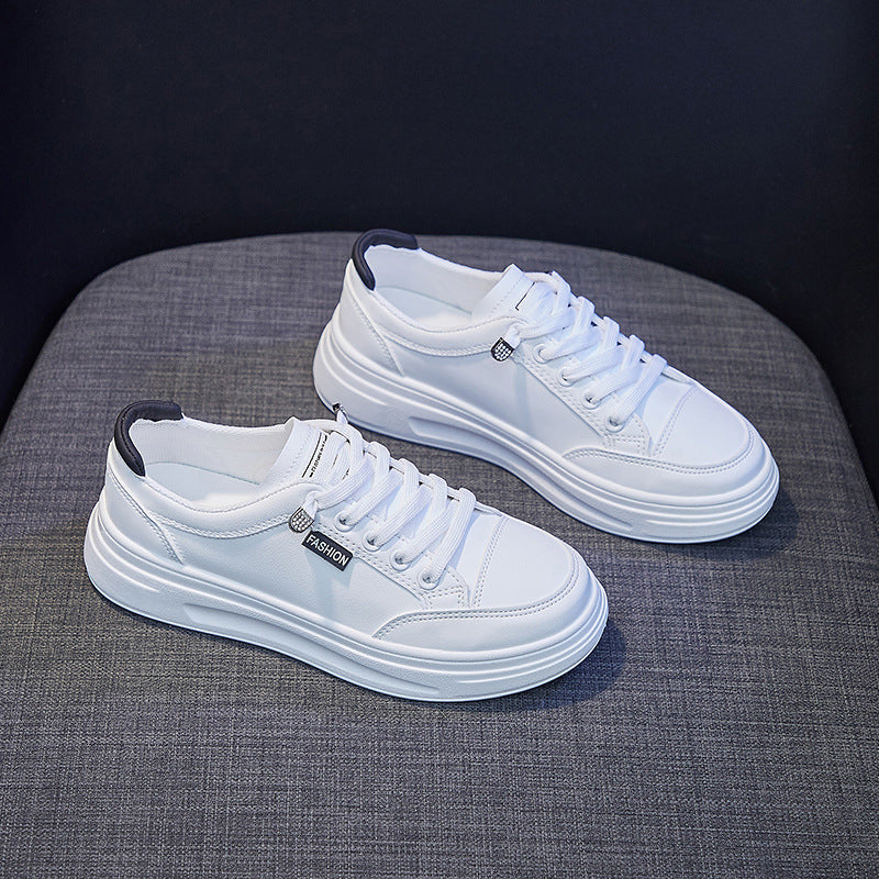 2025 Korean version ins little white shoes female tide students spring new thick-soled muffin shoes female street shot board shoes female K6615