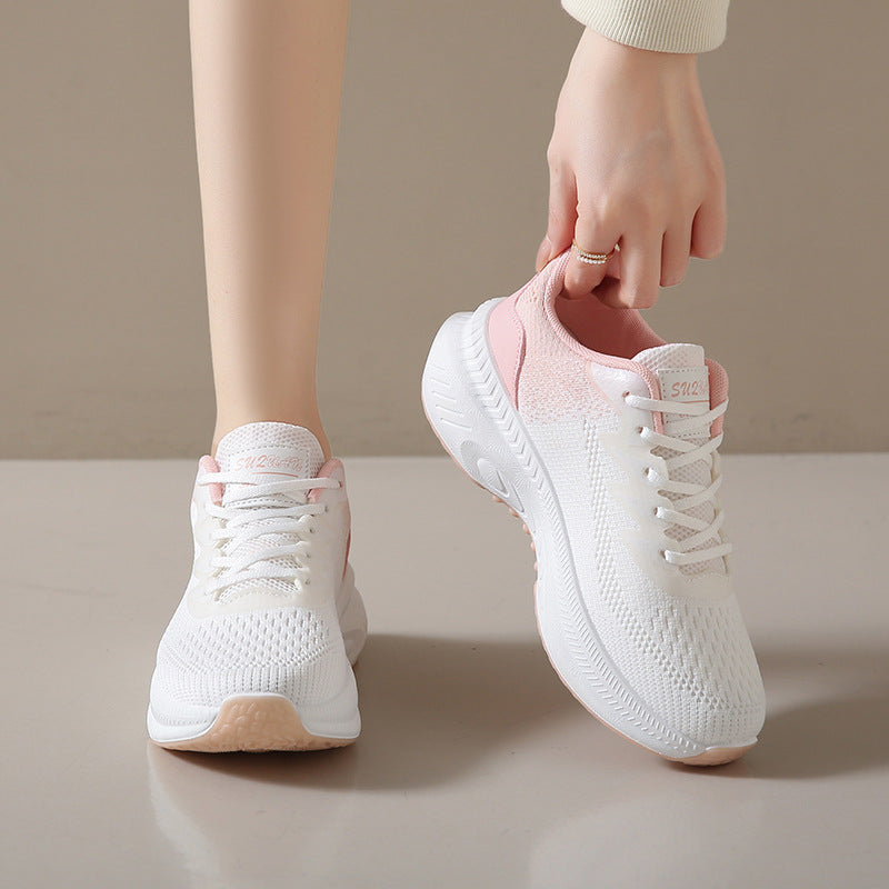 2025 ins Korean version of flying woven shoes spring new student sports shoes breathable fitness running casual street shot K2512