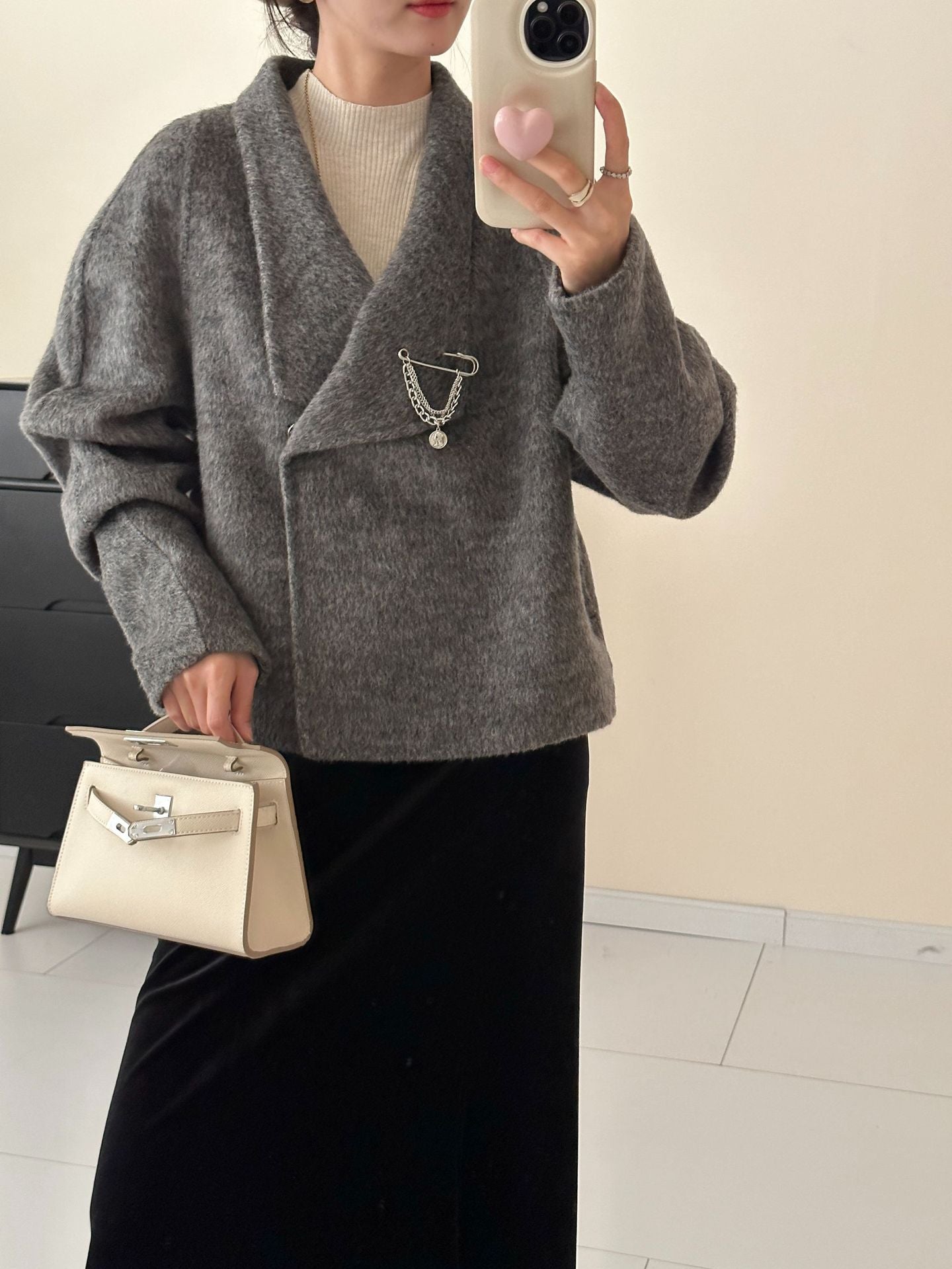 2025 Solid color lapel single-row two-button art style double-sided wool woolen jacket, premium women's jacket to keep warm in autumn and winter