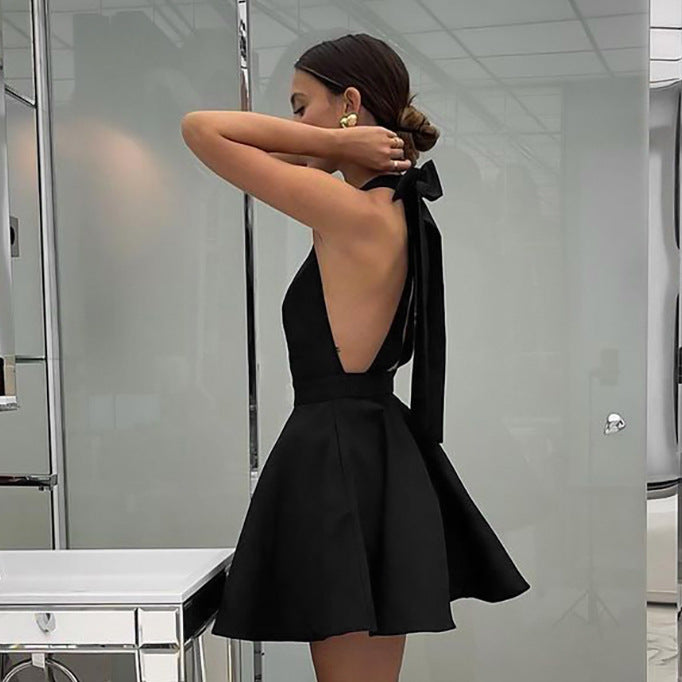 2025 sexy black high waist sleeveless neck dress new spring fashion wholesale short skirt women