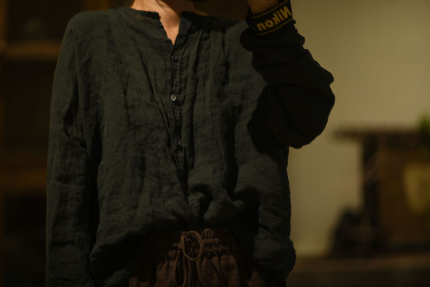 2025 23/7/Linen slave/Early autumn literary and retro soft waxy washed linen cardigan shoulder loose shirt
