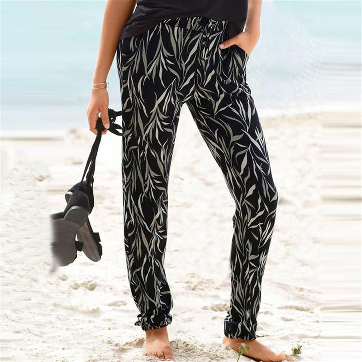 xiangtuibao Women's Casual Trousers Foreign Trade Popular Style Printed Trousers Street Fashion Straight Pants Casual Women Factory Direct Sales