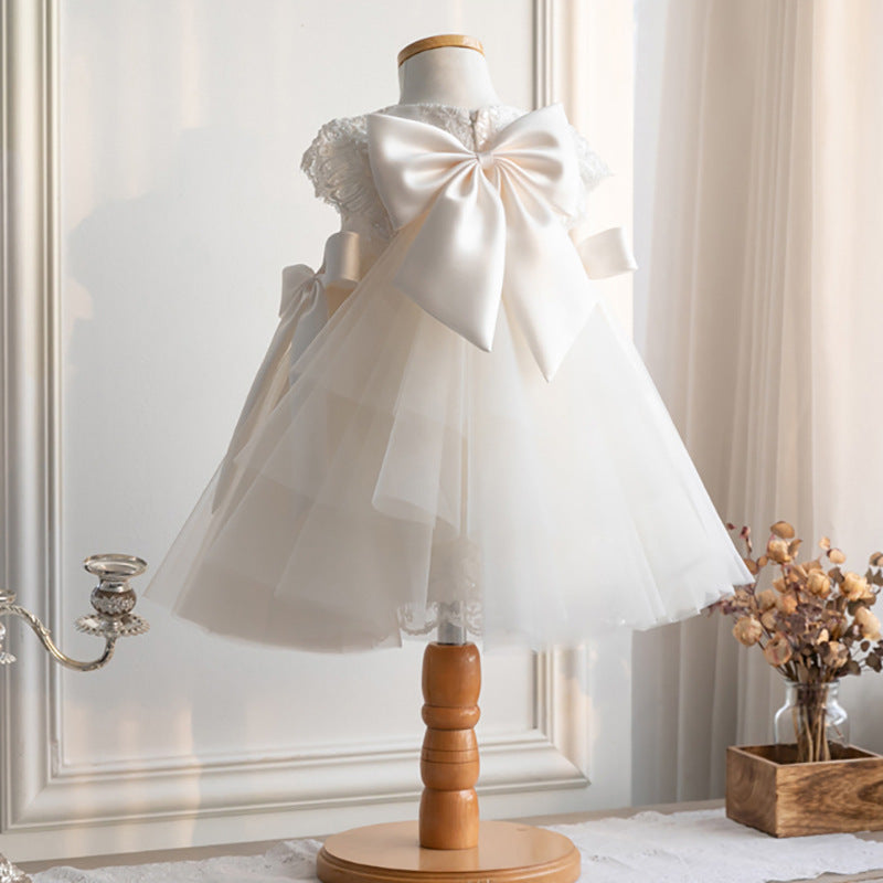Xiangtuibao Baby Girl's Lace Princess Dress Dress Tulle Tutu Children's Flower Girl's Birthday Piano Performance Dress Spring