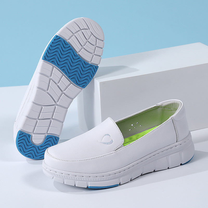 XIANGTUIBAO Nurse Shoes Women's Genuine Leather Women's Soft Bottom Breathable Deodorant Flat Non-Slip Hospital Work Shoes in Stock Wholesale Foreign Trade Cross-Border
