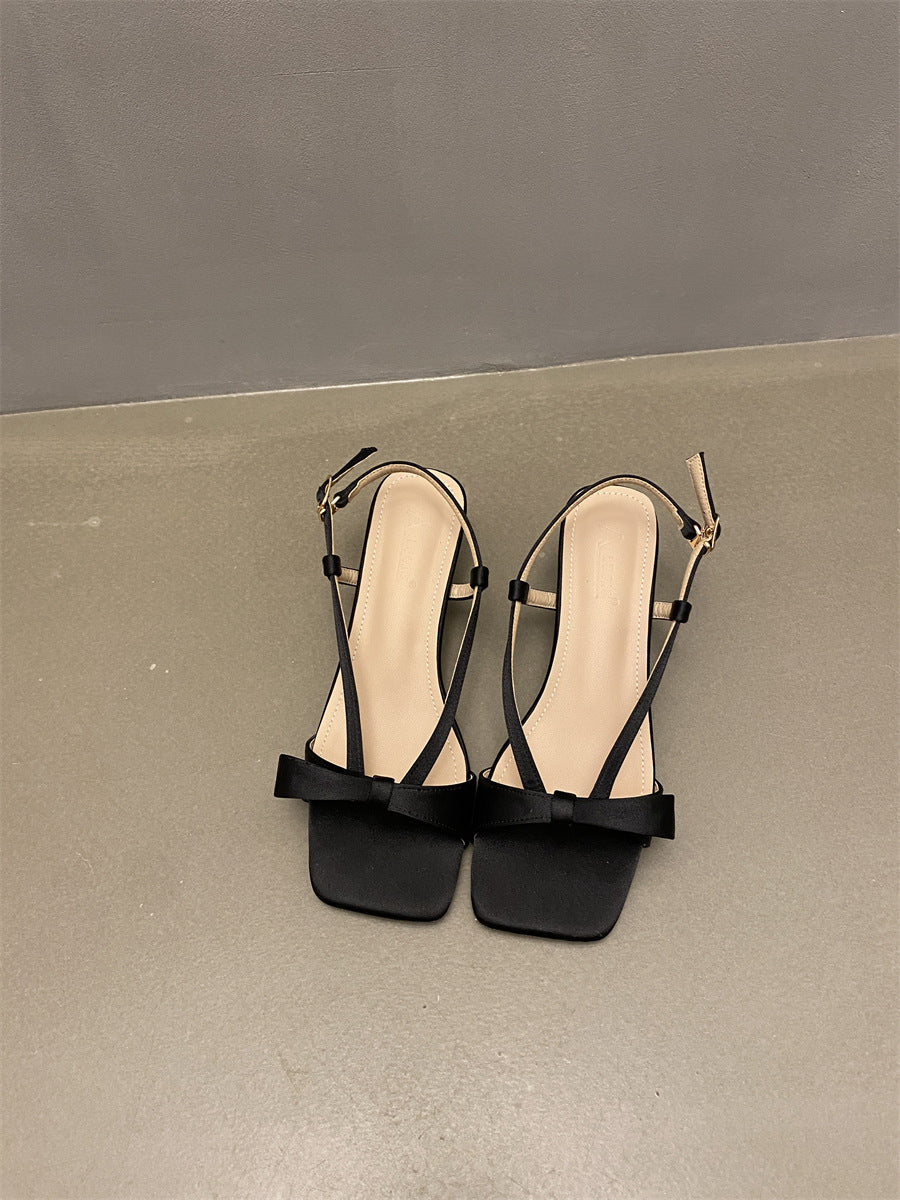 XIANGTUIBAO Spring and Autumn New Simple Strap Fashion Bowknot Lady Sandals Stiletto Heel Back Strap High Heels