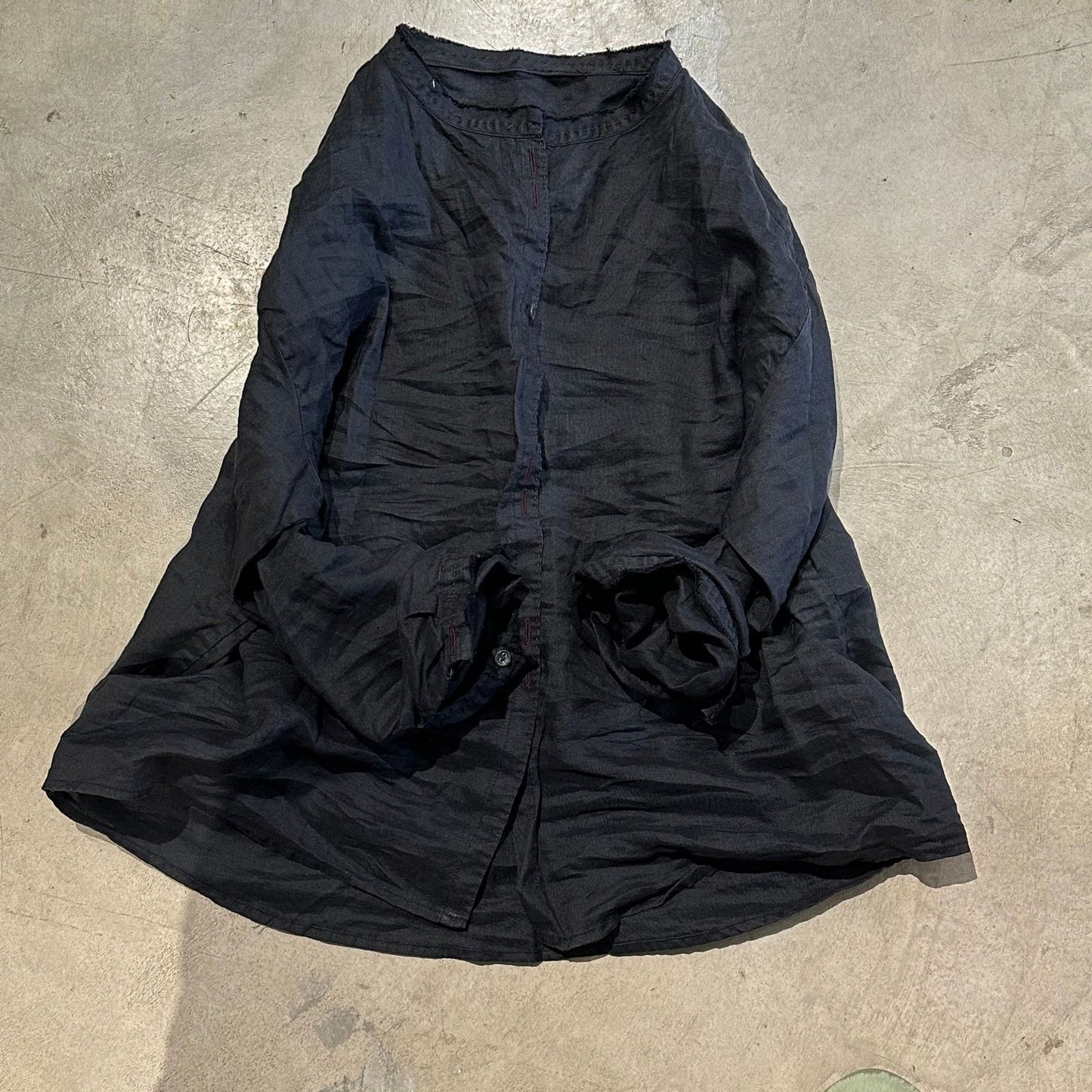 2025 23/9/Keran/Early autumn literary and retro thickened ramie stand-up collar rough edge old washed cardigan