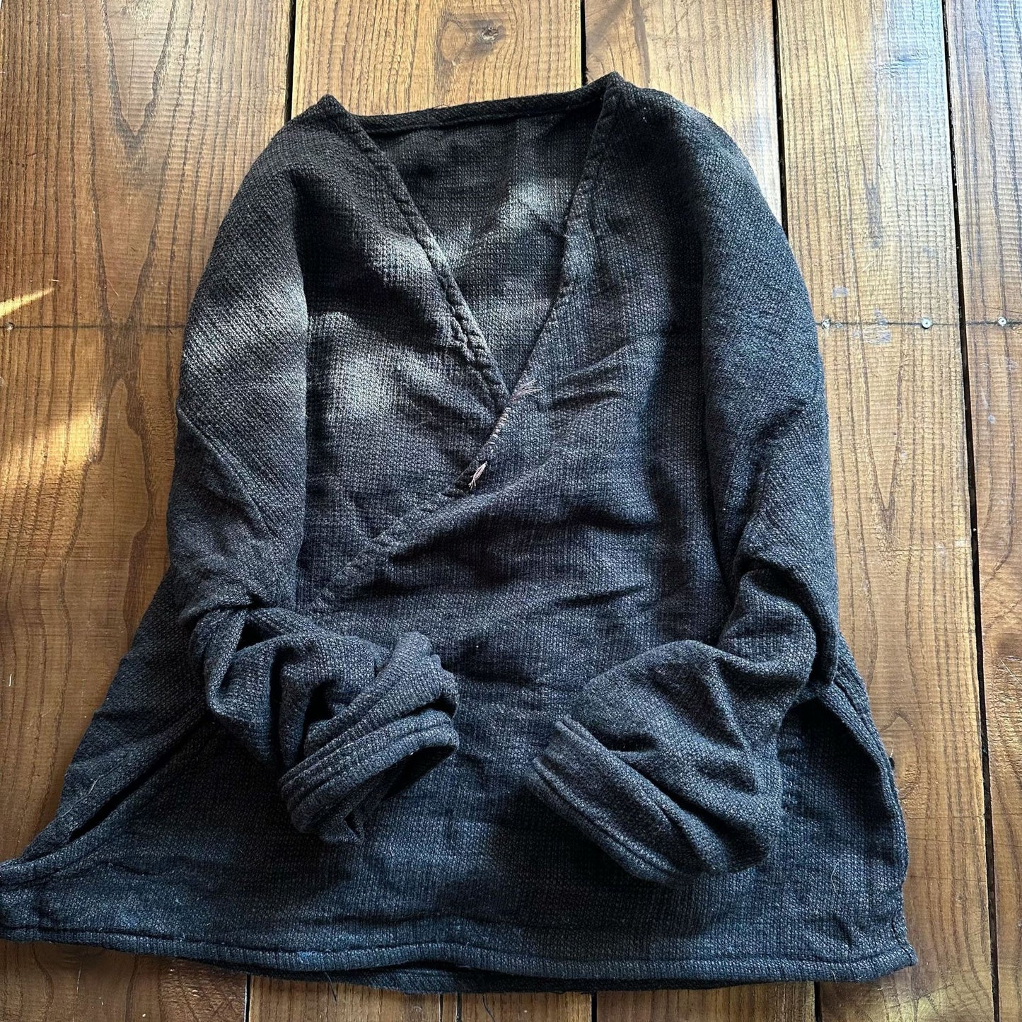 2025 24/1 SN21 Spring Versatile Casual Literary Texture Yarn Lazy V-Neck Linen Pullover