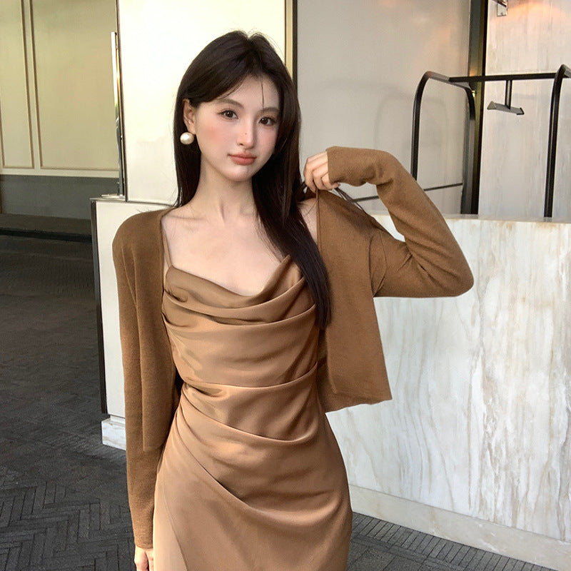 2025 Thirteen Lines popular Autumn New Korean Edition ins Solid Color Knitted Cardigan Versatile Sunscreen Blouse 25087