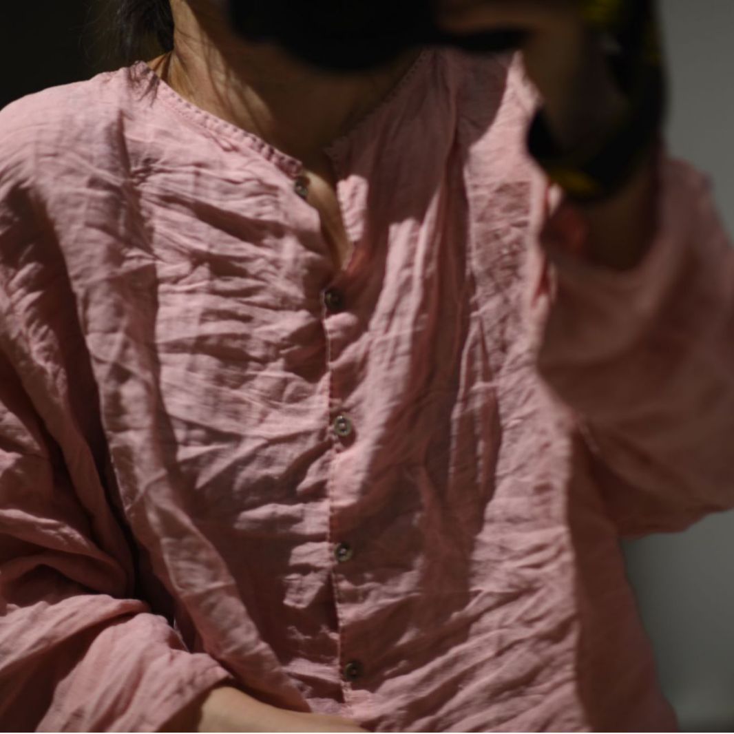 2025 23/7/Linen slave/Early autumn literary and retro soft waxy washed linen cardigan shoulder loose shirt