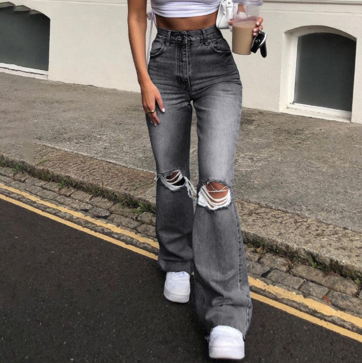 2025 2025 Popular trade independent station popular high waist wide leg jeans women