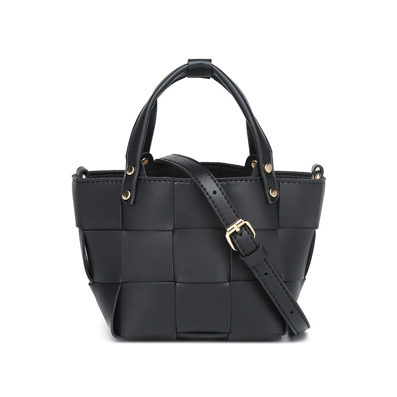 2025 Bag Autumn Women's popular Woven Bucket Bag Textured Vegetable Basket Bag Niche Versatile Casual Mother and Child Handbag