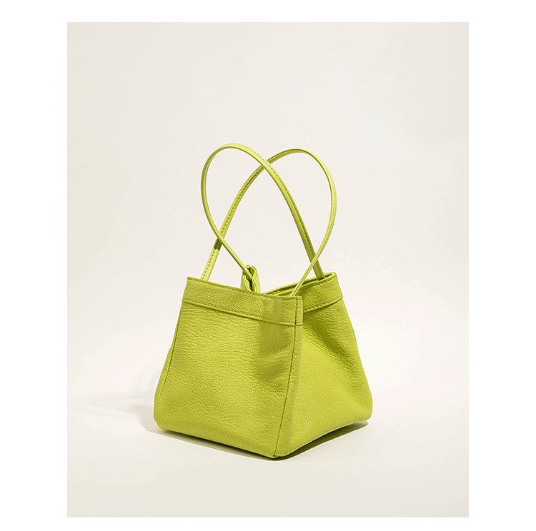 XIANGTUIBAO Women's Bag New Korean Style PU Leather Small Square Bag Versatile Hand Holding Bucket Bag Minority Fashion Textured Handbag