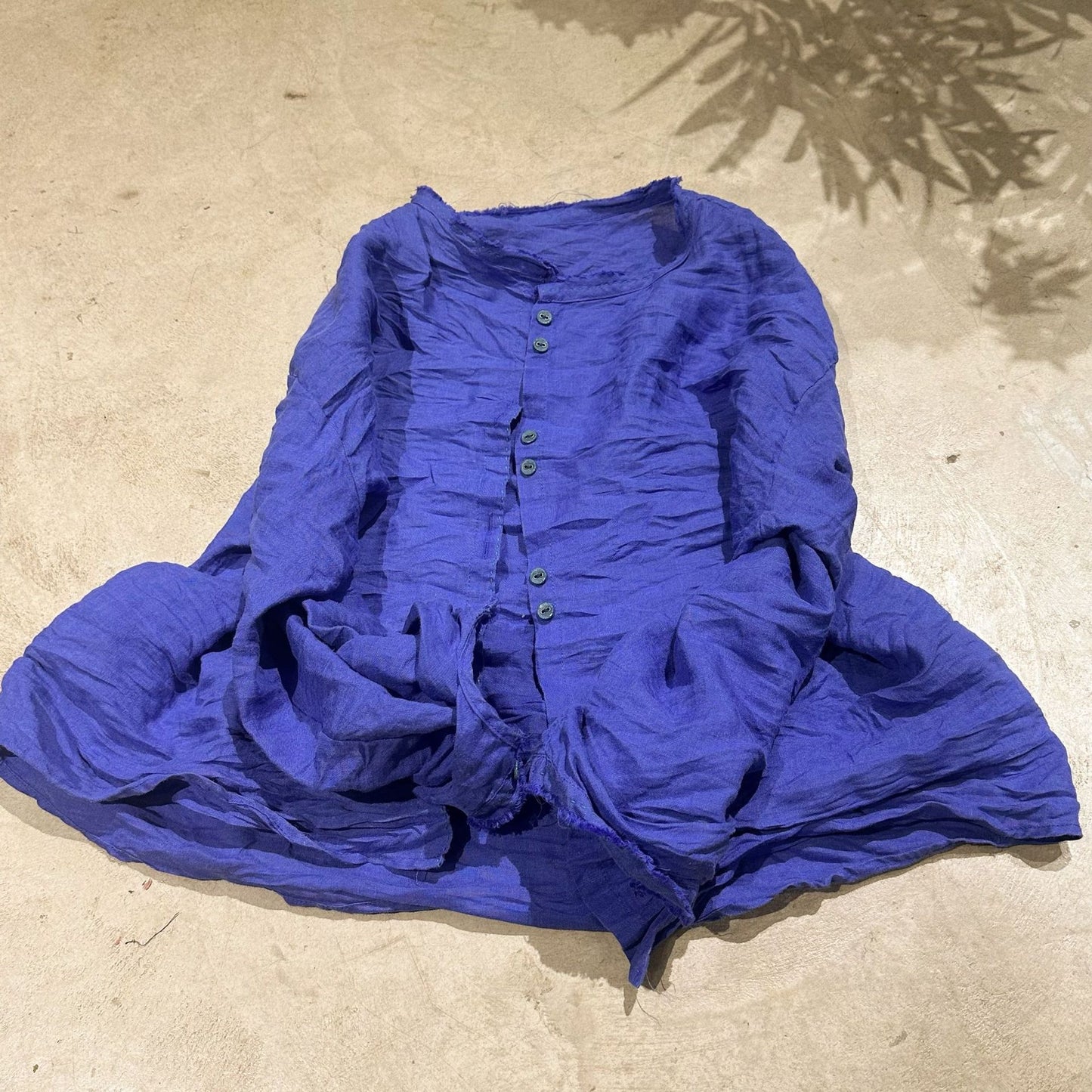 2025 23/9/Keran/Early autumn literary and retro thickened ramie stand-up collar rough edge old washed cardigan