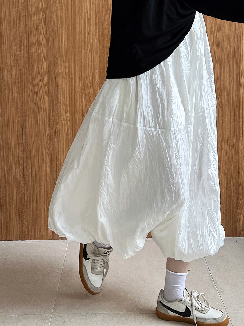 Luxi, pleated pearlescent yarn bud skirt women's summer new smart and elegant fairy glazed skirt 1635