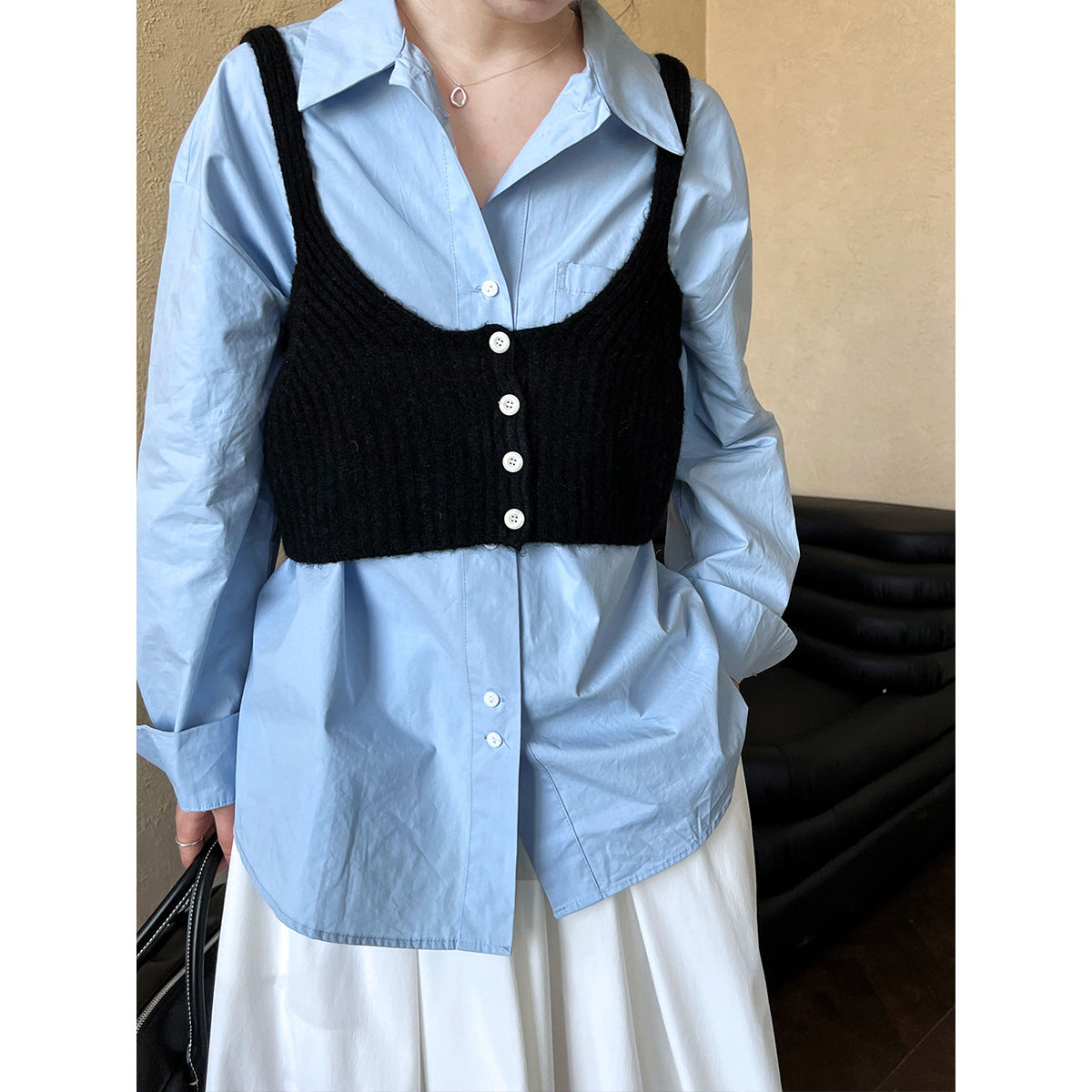 Luxi short outer chest-wrapped vest women's popular autumn ins fashion sweet and spicy knitted small suspender vest ss519