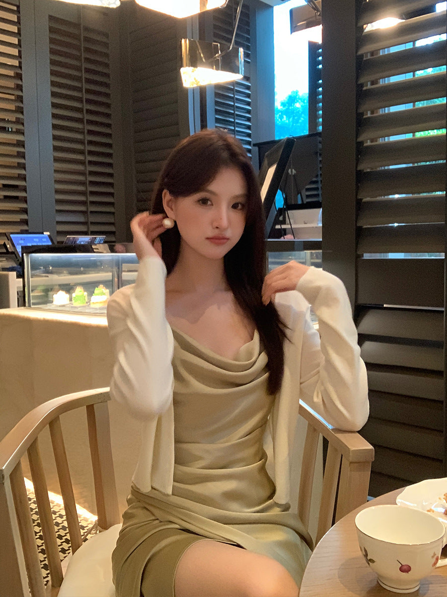 2025 Thirteen Lines popular Autumn New Korean Edition ins Solid Color Knitted Cardigan Versatile Sunscreen Blouse 25087