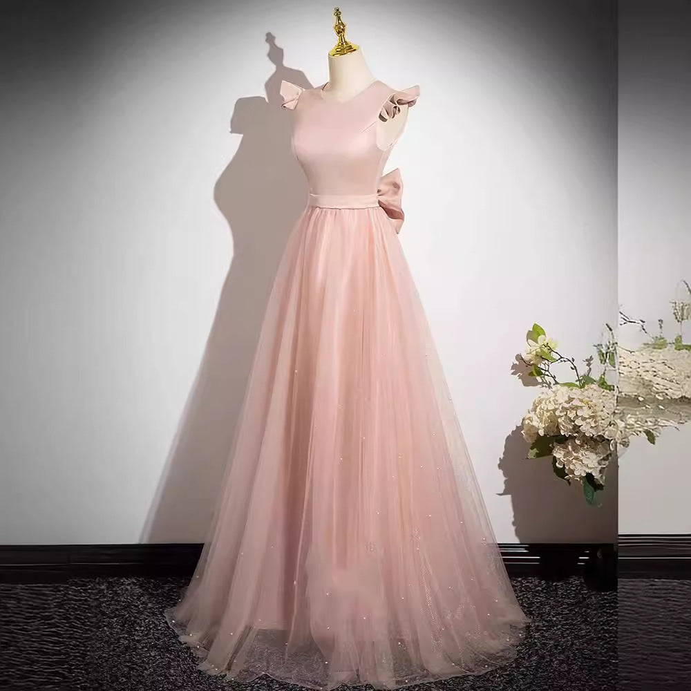 2025 Pink bridesmaid clothes new wedding sister group dress dress high-end niche summer satin light luxury dress