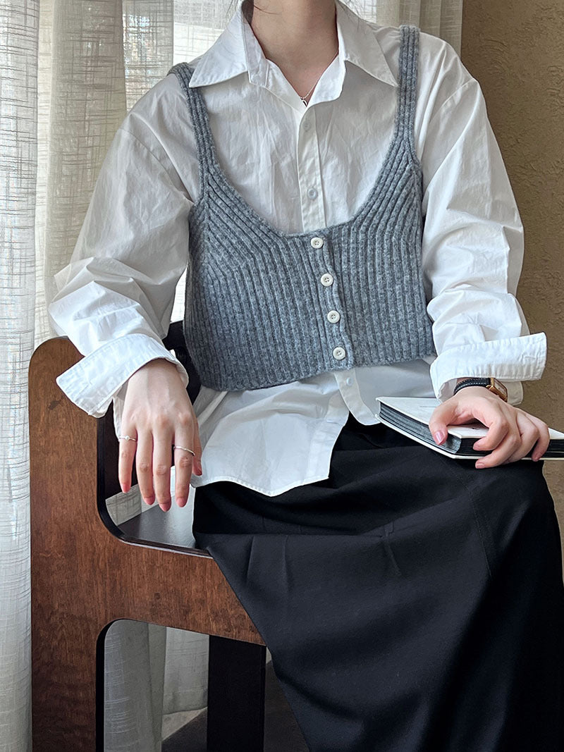 Luxi short outer chest-wrapped vest women's popular autumn ins fashion sweet and spicy knitted small suspender vest ss519