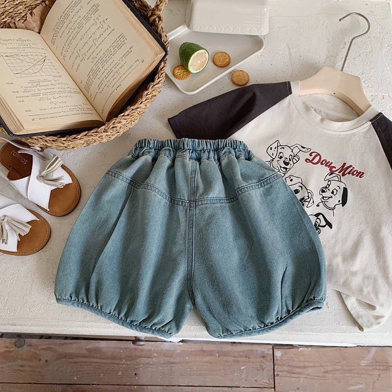 xiangtuibao Boys' Shorts Baby Pants New Children's Middle Pants Summer Loose Jeans Fashion Children's Cropped Pants