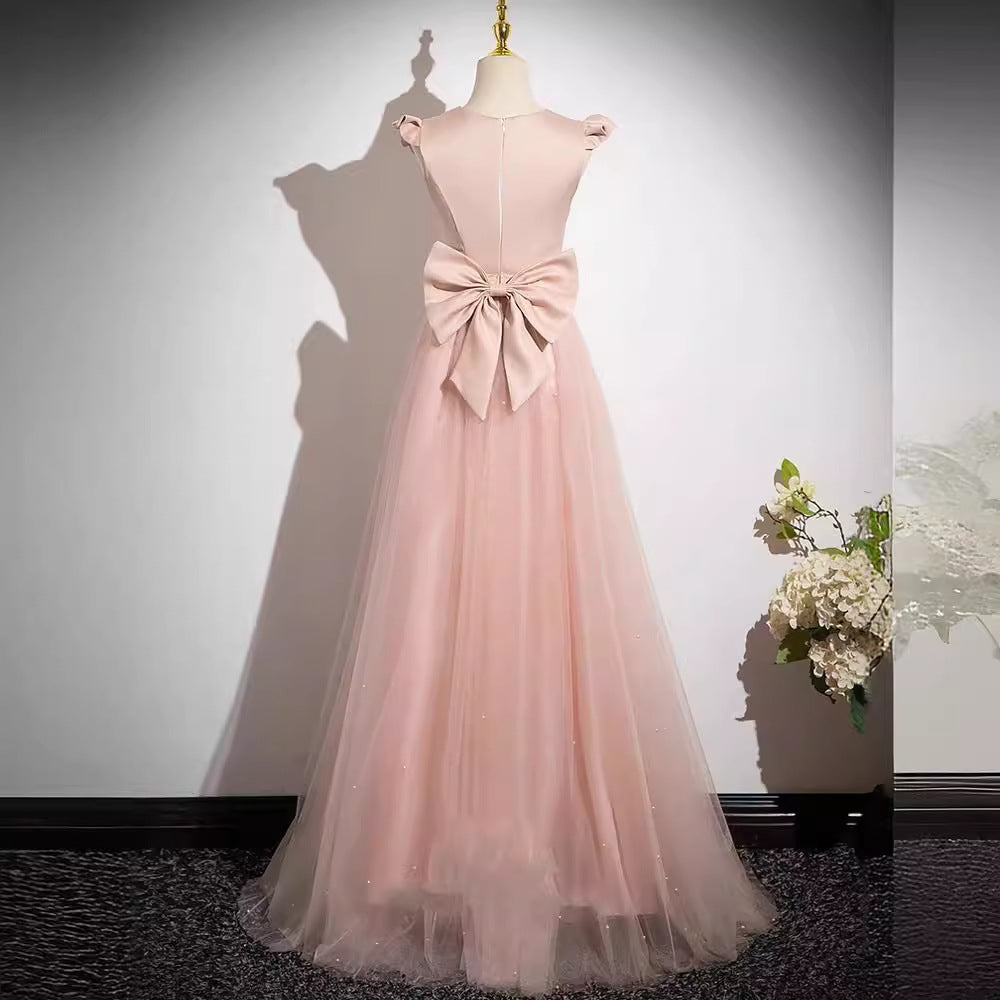 2025 Pink bridesmaid clothes new wedding sister group dress dress high-end niche summer satin light luxury dress