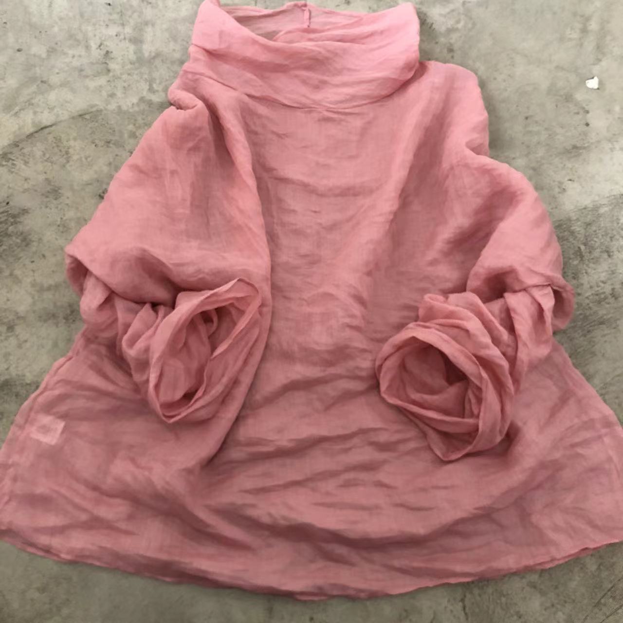 2025 22/11 SN88 spring and summer new simple literary light ramie shoulder shirt