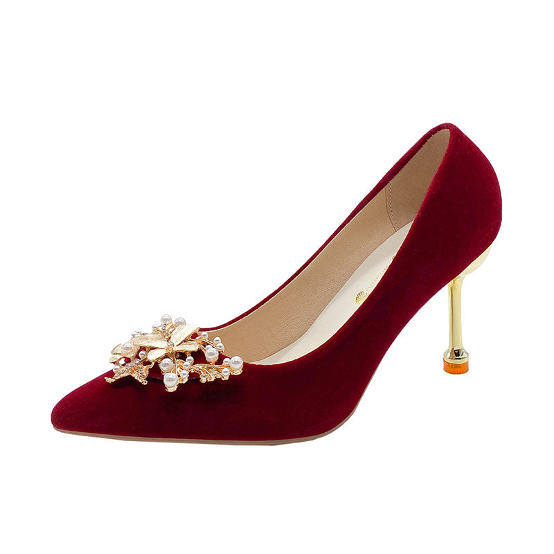 XIANGTUIBAO Red Wedding Shoes Bridal Shoes Two-Way Wear Not Tired Feet Xiuhe Main Wedding Dress High Heel Pumps Comfortable Thick Heel plus Size High Heels