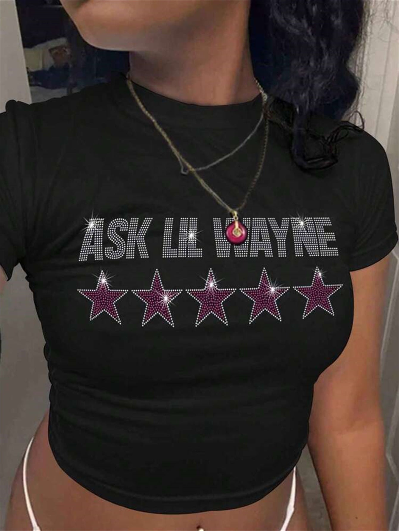 summer new women's clothing New Popular trade fashion trend printing slim-fitting short T-shirt short sleeve