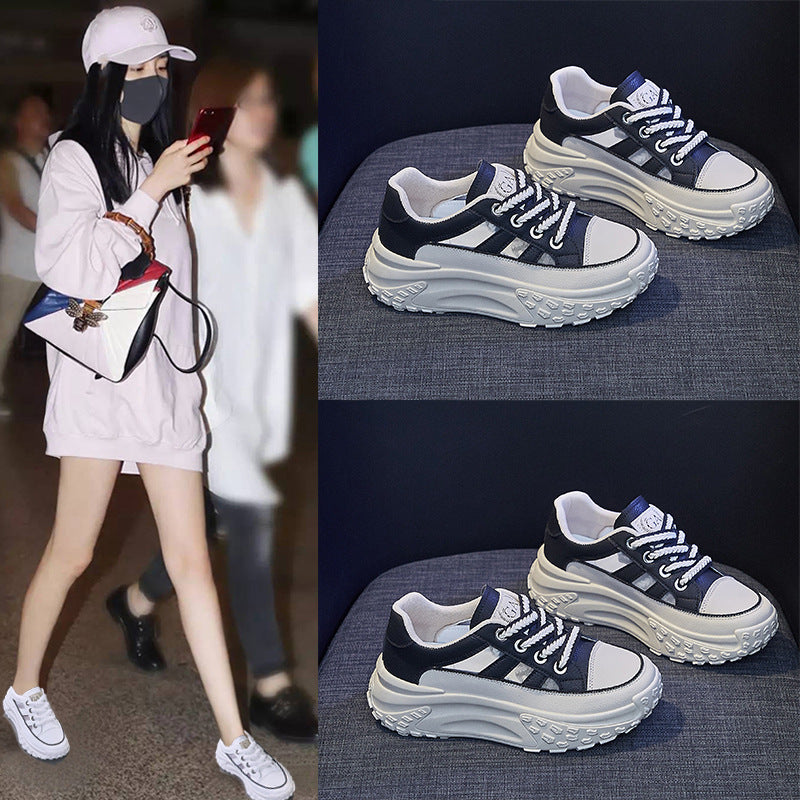 2025 Korean version of summer new dad women's shoes ins tide student breathable sports shoes thick sole heightening casual Q009