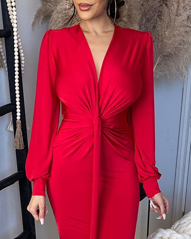 XIANGTUIBAO Spring and summer sequins slim-fit bubble medium and long one-word shoulder dress medium and long red gradual change bubble sleeve dress