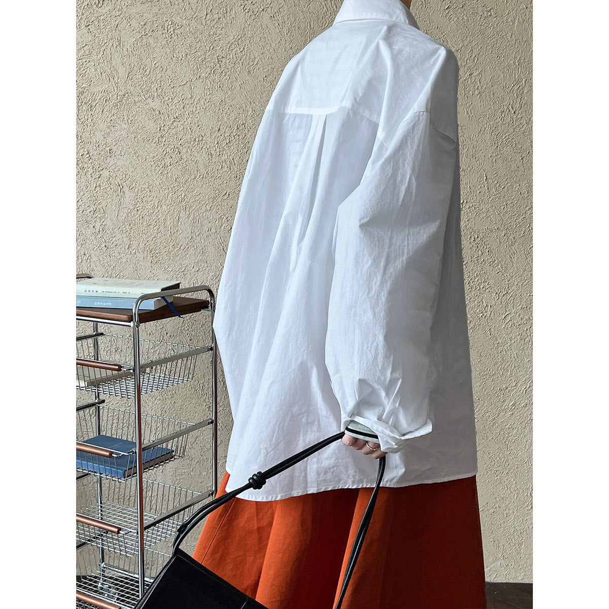 Luxi spring new retro contrasting color button white shirt women's Korean age-reducing stacked outer shirt 3395