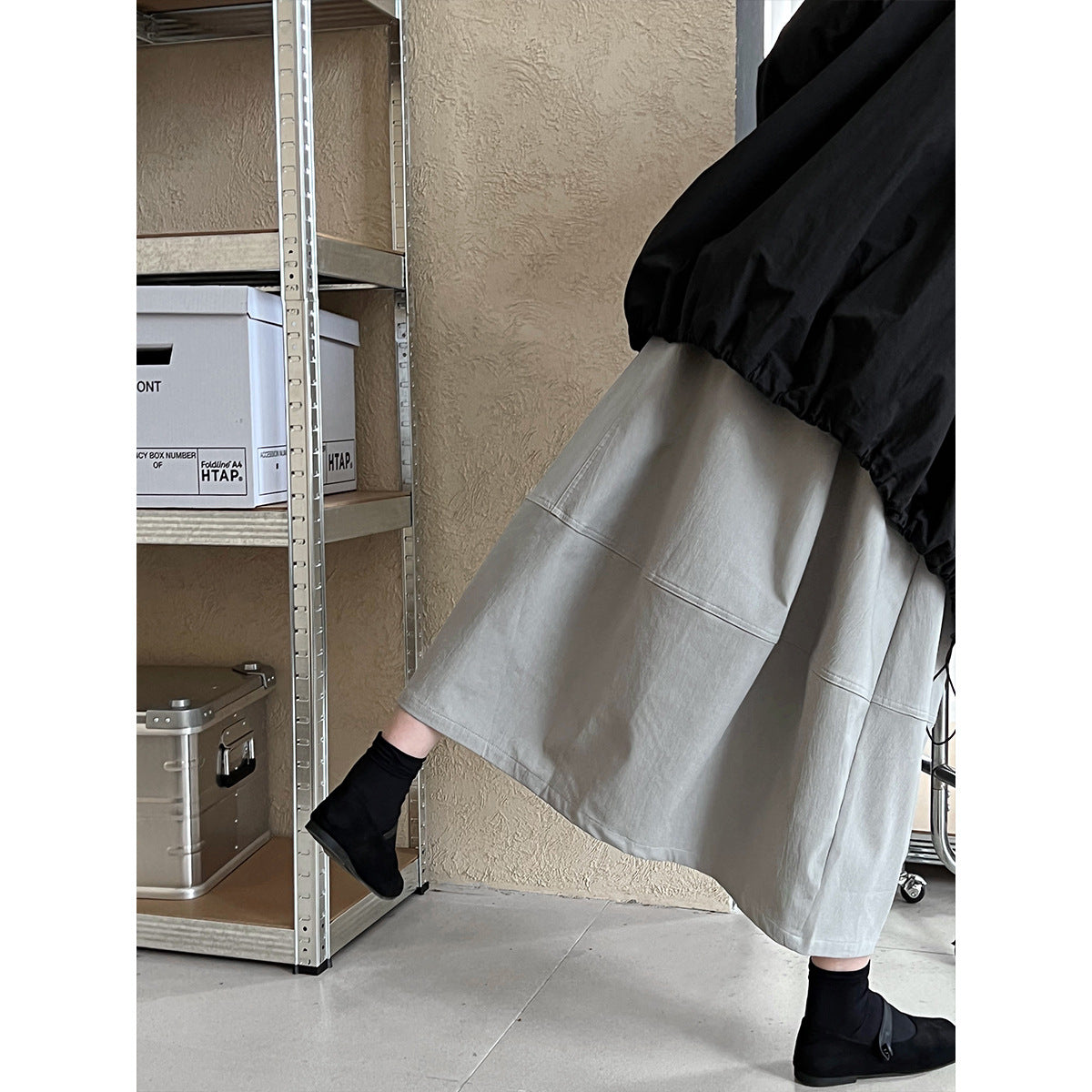 Luxi, autumn Korean new simple pleated skirt women's new hip-covering and thin bud A-shaped umbrella skirt 1812