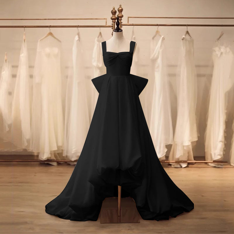 2025 Satin light wedding dress Bridal simple suspender satin backless super fairy go out Sansen welcome Hepburn dress