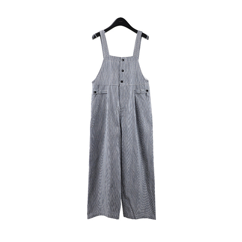 2025 THE MIND linen cotton striped casual overalls 205 summer new Korean version simple onesie 051AX
