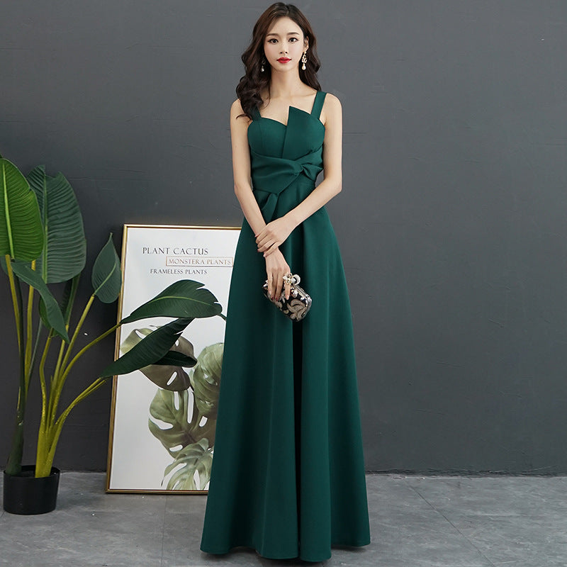 2025 Black evening dress women's new banquet noble and elegant temperament annual meeting long host dress looks thin