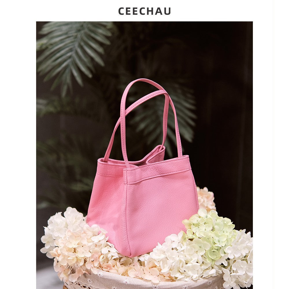XIANGTUIBAO Women's Bag New Korean Style PU Leather Small Square Bag Versatile Hand Holding Bucket Bag Minority Fashion Textured Handbag