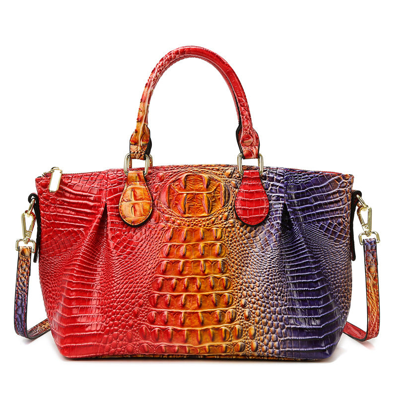 2025 Tote bags New hot sale, high-end women's bags, large-capacity colorful crocodile pattern handbags, fashionable commuter bags, women
