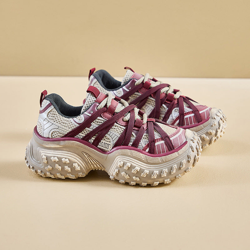 2025 ins Korean version of the new dad shoes girl spring student running sports thick sole height increase casual street shot M-91
