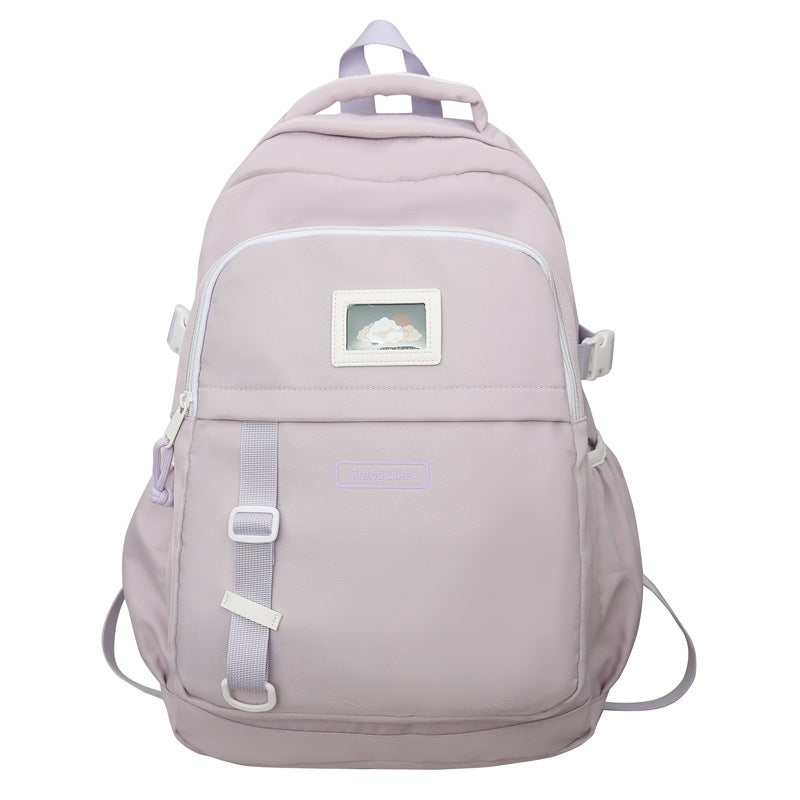 2025 School bag female high school student large capacity school bag casual backpack Korean version simple college student school bag female