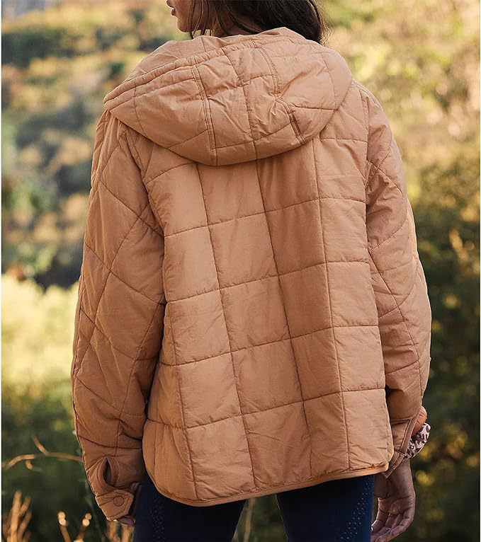 2023 Cross-border Autumn and Winter Solid Color Hooded Cotton Clothing Foldable Filled Pullover Pocket Long Sleeve Jacket Women