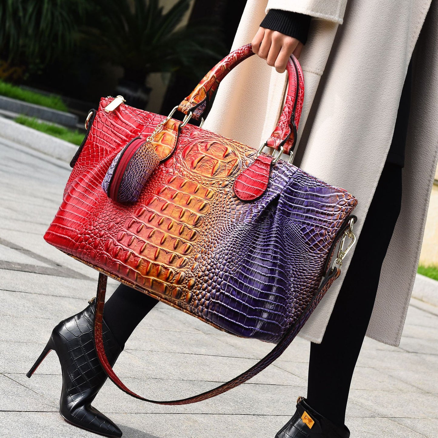 2025 Tote bags New hot sale, high-end women's bags, large-capacity colorful crocodile pattern handbags, fashionable commuter bags, women
