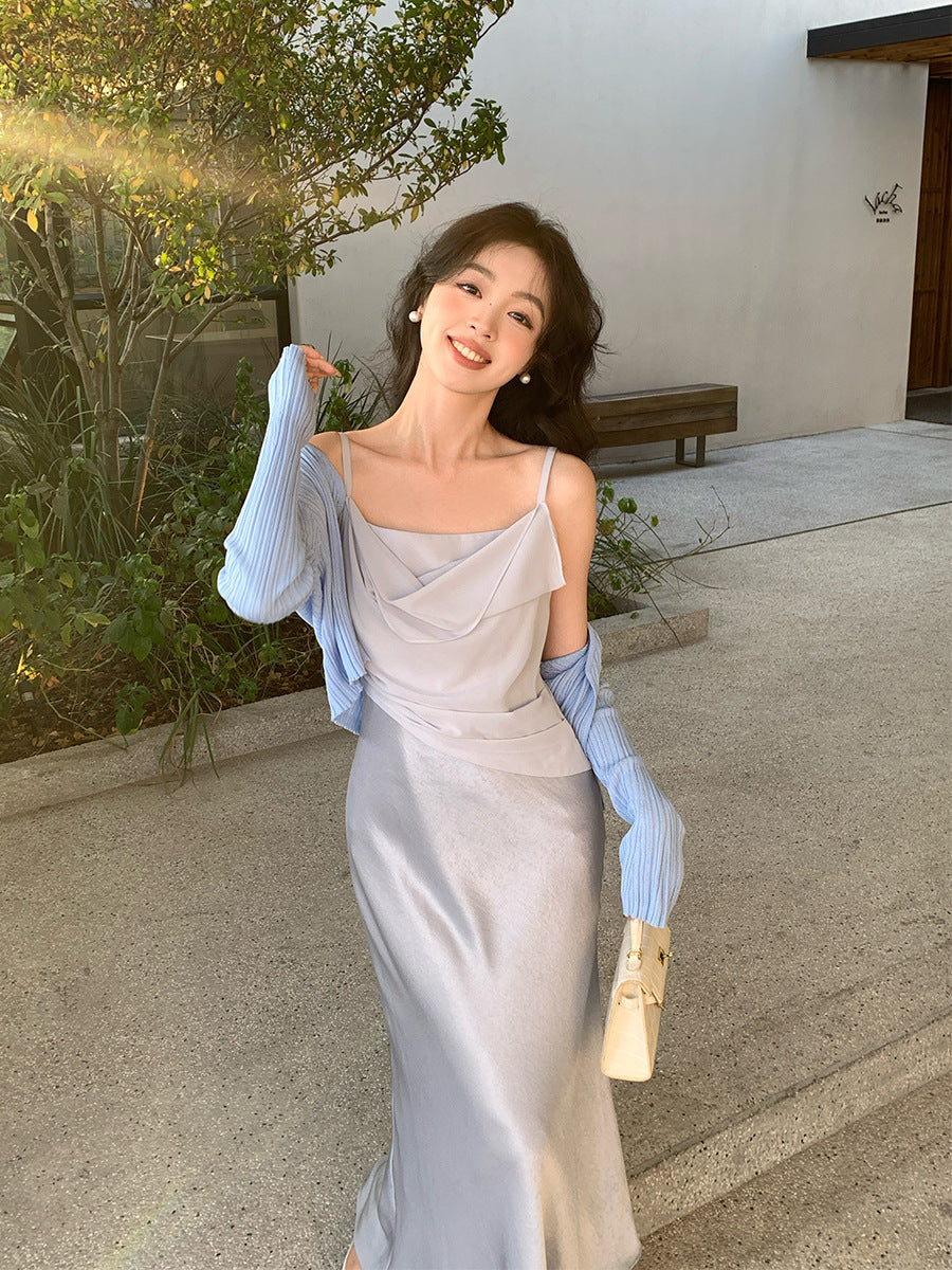 2025 spring and summer new Korean version temperament versatile long-sleeved knitted cardigan top sunscreen blouse 25230