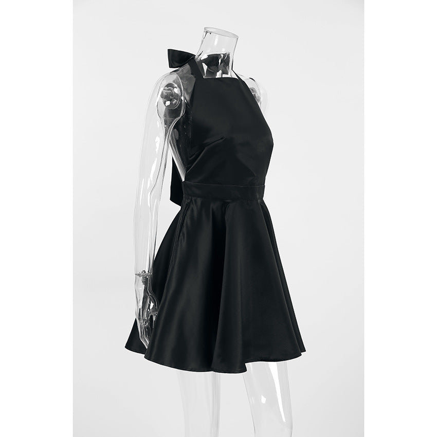 2025 sexy black high waist sleeveless neck dress new spring fashion wholesale short skirt women