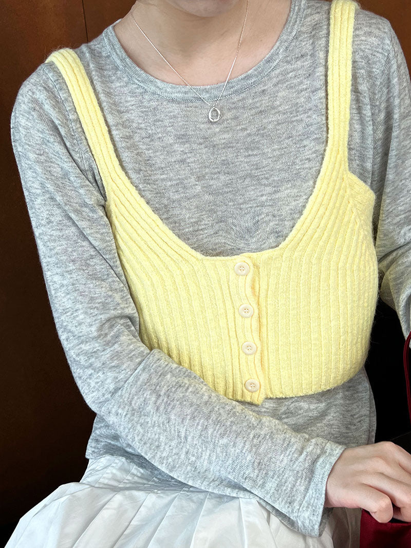 Luxi short outer chest-wrapped vest women's popular autumn ins fashion sweet and spicy knitted small suspender vest ss519