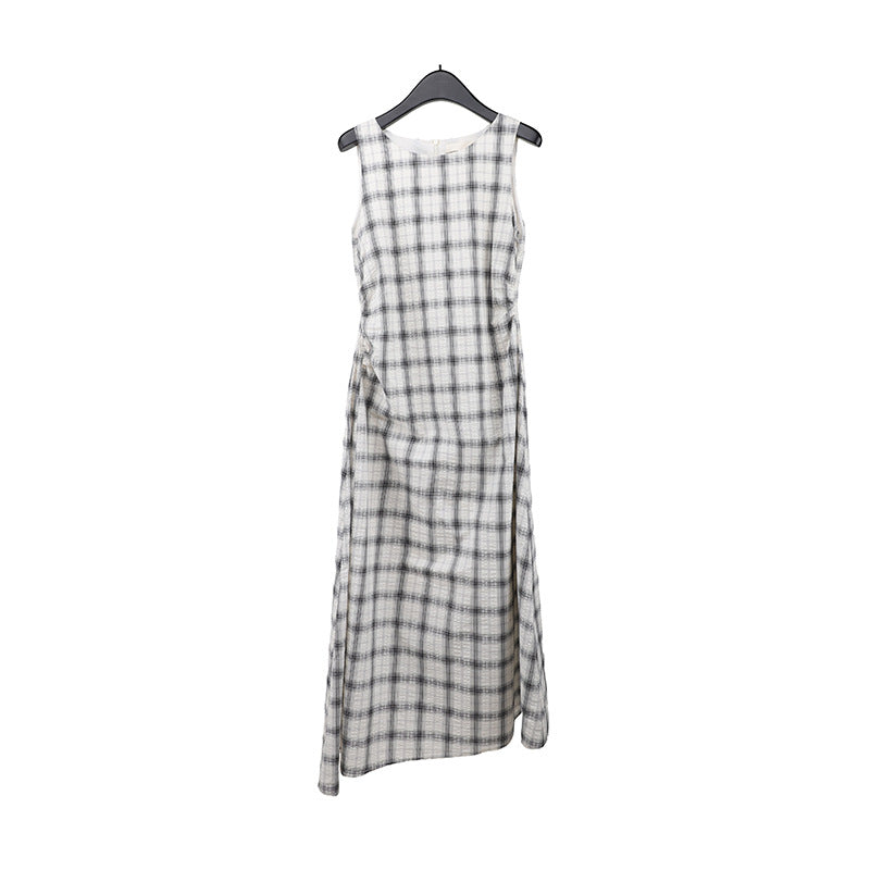 2025 THE MIND Tencel linen pleated vest skirt 2025 summer new high waist slim long skirt 023AX