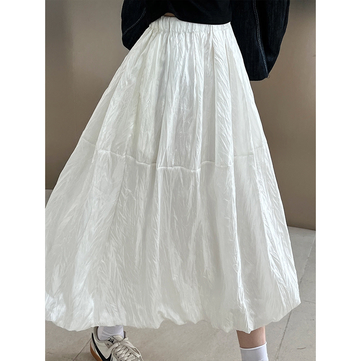 Luxi, pleated pearlescent yarn bud skirt women's summer new smart and elegant fairy glazed skirt 1635