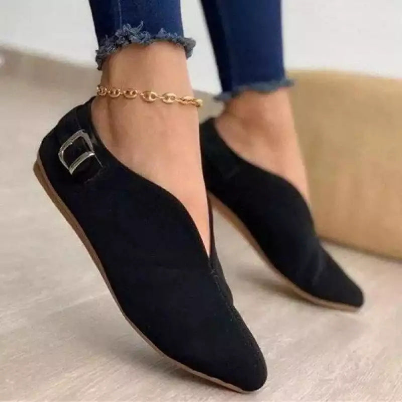 XIANGTUIBAO Cross-Border European and American Style New Hasp V Cut Casual Pumps Fashion plus Size 35-43 Foreign Trade Women's Shoes