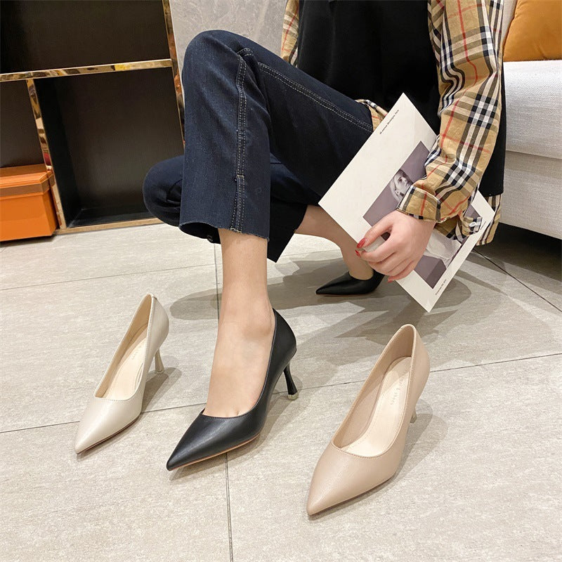 2025 775-15 2025 new thin heel pointed high heels women's simple commuting out high heels Internet celebrities same