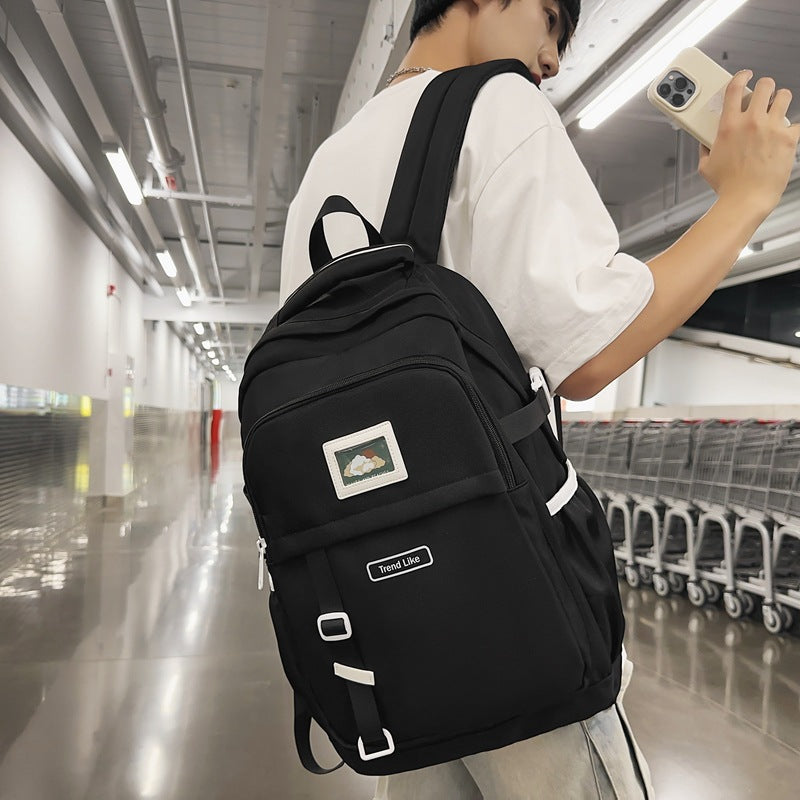 2025 School bag female high school student large capacity school bag casual backpack Korean version simple college student school bag female
