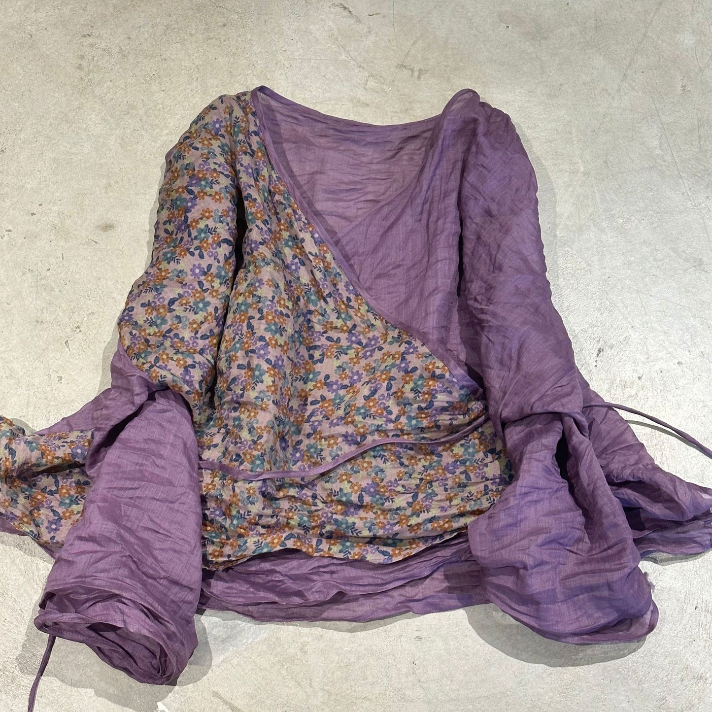 2025 24/4 SN48 flowers, literary and retro ramie printed diagonal placket lace-up shirt cardigan
